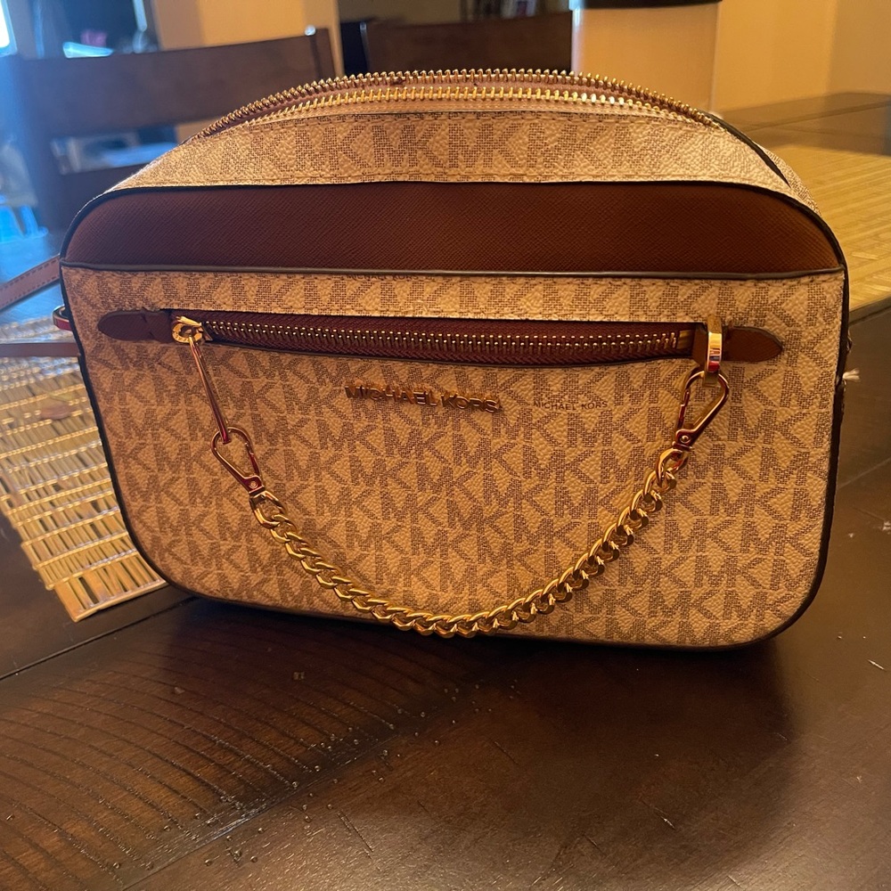 Michael Kors Signature Crossbody Bag in Brown and Tan